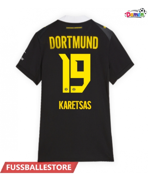 Günstige Borussia Dortmund Konstantinos Karetsas #19 Auswärtstrikot Damen 2026-27 Kurzarm